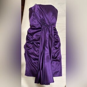 Nicole Miller Collection Silk knee length Elegant Purple Satin strapless Dress